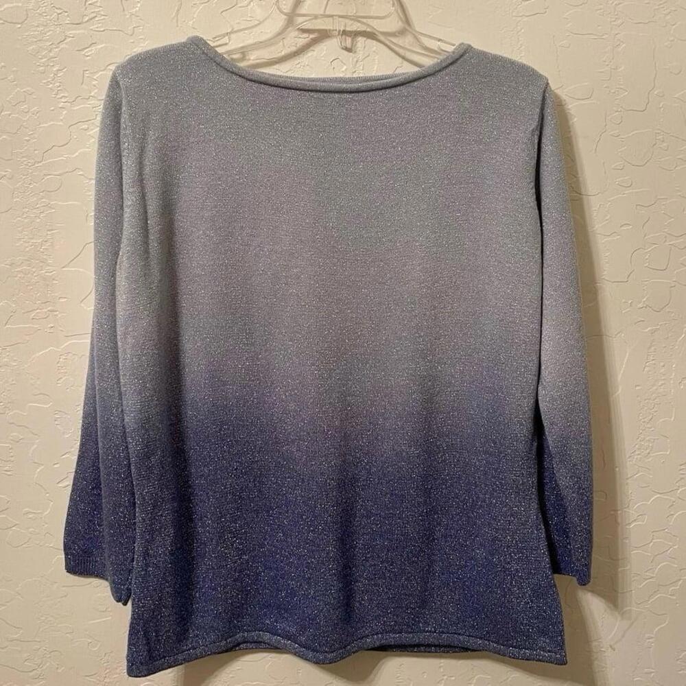 Gloria Vanderbilt Women's Sweater Size XL Silver Gray Ombre Metallic Sparkle
